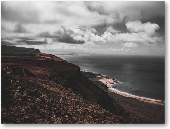 Kust met wolken - Lanzarote - Foto op Plexiglas 40x30