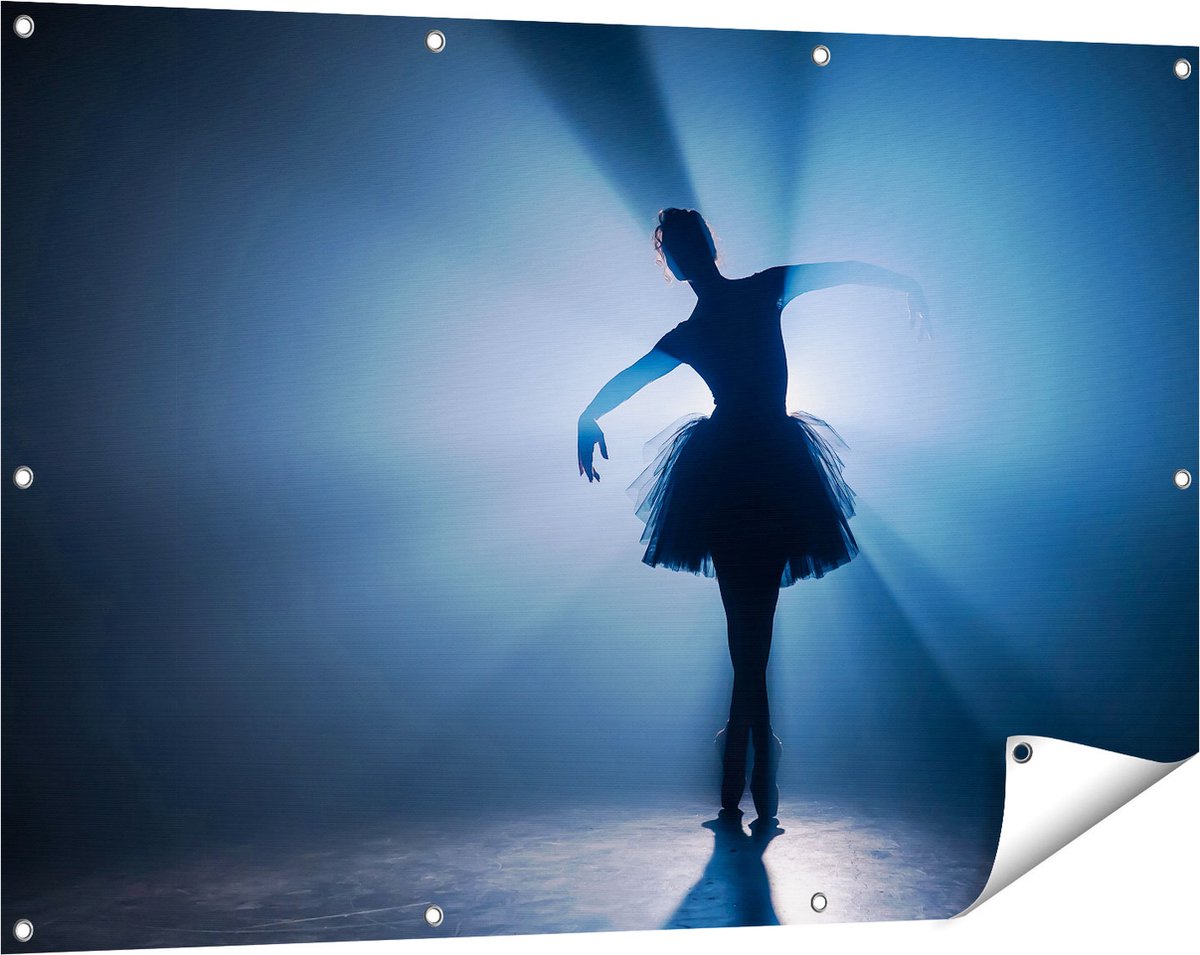 Gards Tuinposter Ballerina Silhouet - Ballet - 120x80 cm - Tuindoek - Tuindecoratie - Wanddecoratie buiten - Tuinschilderij Multikleur