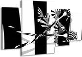 GroepArt - Schilderij -  Abstract - Zwart, Wit, Grijs - 160x90cm 4Luik - Schilderij Op Canvas - Foto Op Canvas