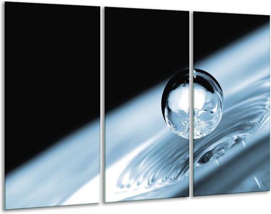 Glasschilderij Macro - Blauw, Zwart - 120x80cm 3Luik - Foto Op Glas - Geen Acrylglas Schilderij - GroepArt 6000+ Glas Art Collectie - Maatwerk Mogelijk