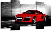 GroepArt - Schilderij - Audi, Auto - Zwart, Grijs, Rood - 120x65cm 5Luik - Foto Op Canvas - GroepArt 6000+ Schilderijen 0p Canvas Art Collectie - Wanddecoratie