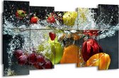 GroepArt - Canvas Schilderij - Fruit - Grijs, Oranje - 150x80cm 5Luik- Groot Collectie Schilderijen Op Canvas En Wanddecoraties