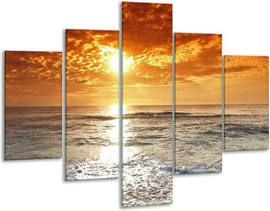 Peinture sur verre Sunset | Jaune, orange, gris | 100x70cm 5Liège | Tirage photo sur verre |  F000643