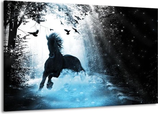 Peinture Cheval de peinture sur toile moderne Bleu noir