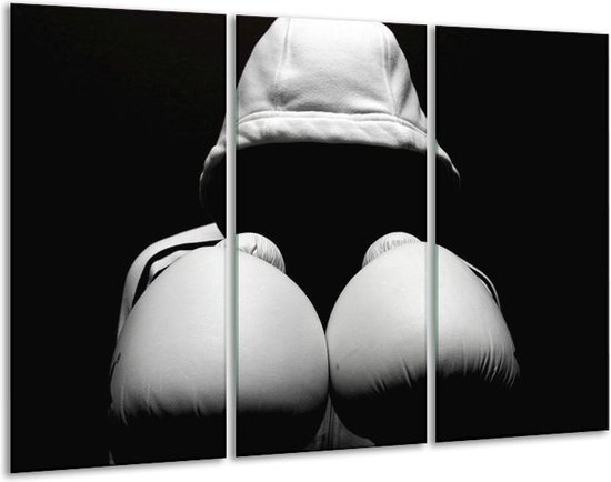 Glasschilderij Sport - Wit, Zwart, Grijs - 120x80cm 3Luik - Foto Op Glas - Geen Acrylglas Schilderij - GroepArt 6000+ Glas Art Collectie - Maatwerk Mogelijk