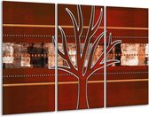 GroepArt - Schilderij -  Modern - Bruin, Grijs, Geel - 120x80cm 3Luik - 6000+ Schilderijen 0p Canvas Art Collectie