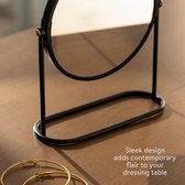 Navaris zwarte minimalistiche make-up spiegel - Dubbelzijdige en draaibare ronde tafelspiegel - Voor in de badkamer, slaapkamer en hal