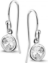 Twice As Nice Oorbellen in zilver, hangend zirkonia Wit