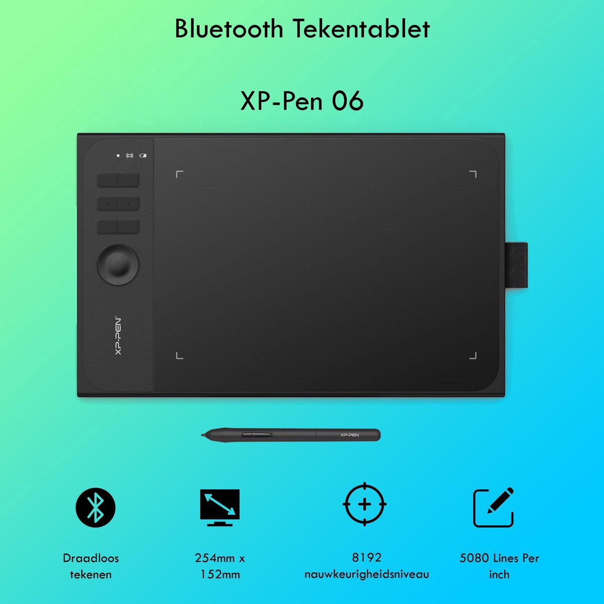 Teken Tablet - Tekentablet - Professioneel - 254mm x 152mm - 5080 LPI - Bluetooth