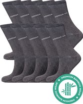 SQQUADD® Bamboe Sokken Dames en Heren - Unisex 10-pack - Maat 35-38 - Naadloos en Duurzaam - Tegen Zweetvoeten - Bamboo - Grijs/Blauw