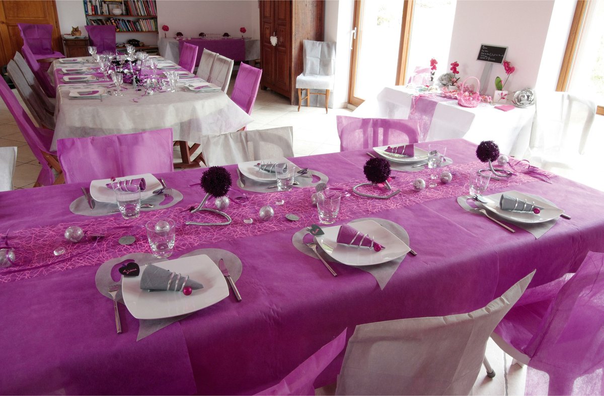 Santex Tafelkleed op rol - non woven polyetser - fuchsia roze - 120 cm x 10 m