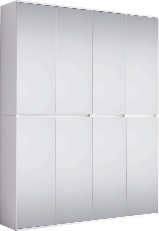 Trendteam Mirror garderobekast, op houtbasis 8-deurs 148 x 191 x 34 cm wit  | bol