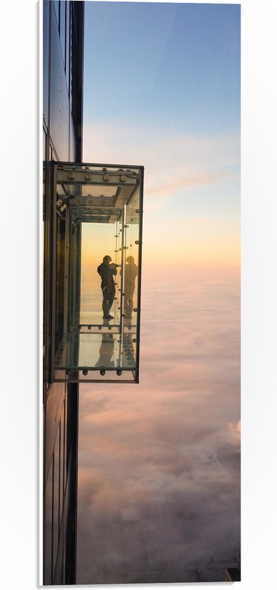 PVC Schuimplaat - Glazen Ruimte in Hoog Gebouw boven de Wolken - 20x60 cm Foto op PVC Schuimplaat (Met Ophangsysteem)