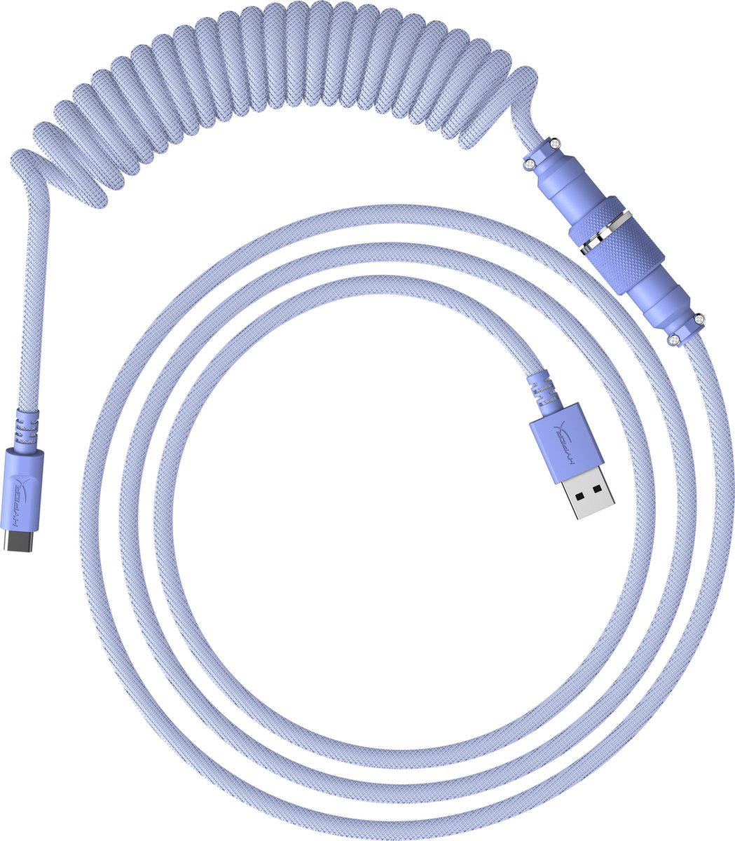 HyperX - USB-C Kabel - Spiraalontwerp - Licht Paars