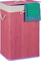 relaxdays - Panier à linge pliable - Bois de bambou - Sac à linge en coton - 3 couleurs - 65 cm