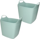 2x stuks bathroom Solutions Kuip - flexibel - emmer - groen - 25 liter