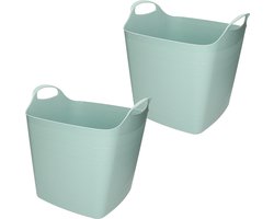 2x stuks bathroom Solutions Kuip - flexibel - emmer - groen - 25 liter