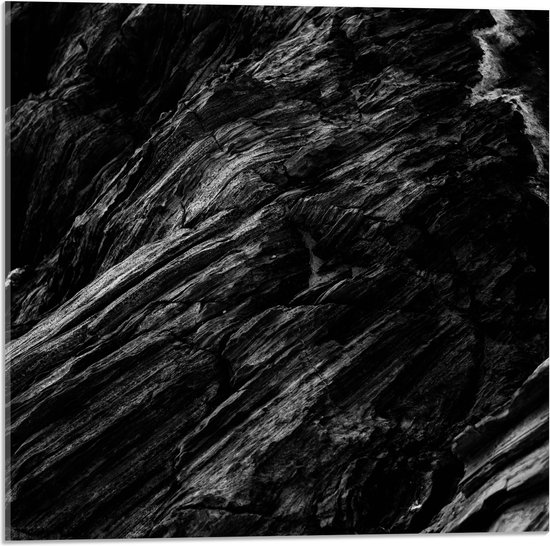 Acrylglas - Donkere Stenen Rotsen van Bergen - 50x50 cm Foto op Acrylglas (Met Ophangsysteem)