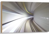 Hout - Abstracte Tunnel in Grijs Tinten - 90x60 cm - 9 mm dik - Foto op Hout (Met Ophangsysteem)