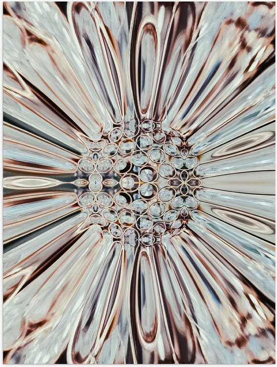 Poster Glanzend – Close-up van Kristal in Vorm van Bloem - 75x100 cm Foto op Posterpapier met Glanzende Afwerking