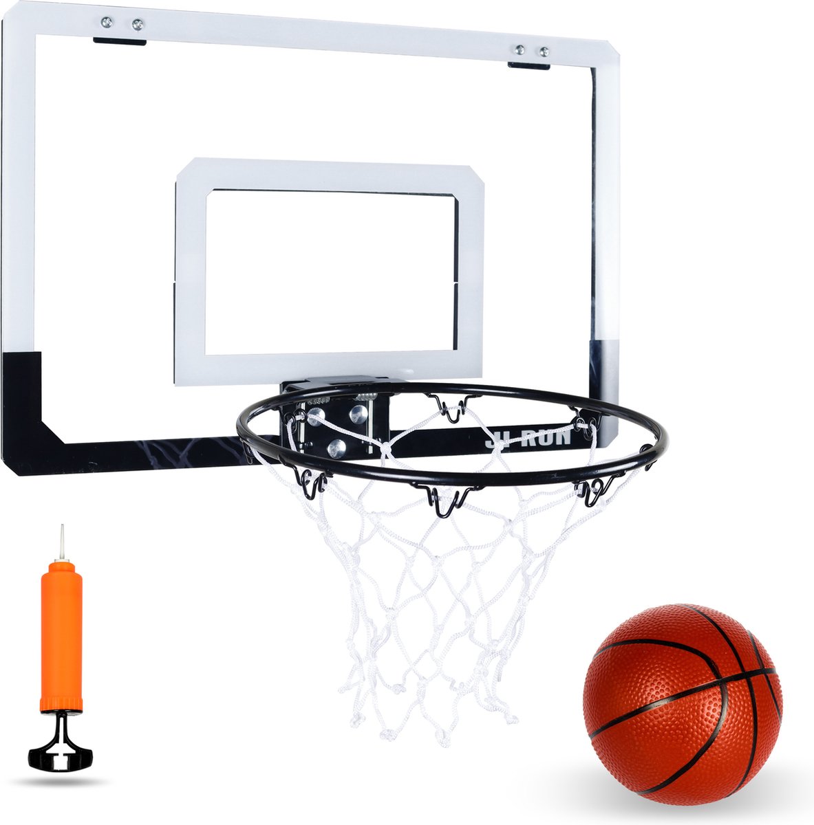 Mini Basketbalset - Mini Hoop - Basketbalbord - Basketbal + Basketbalring + Balpomp - Voor op de deur - DABI