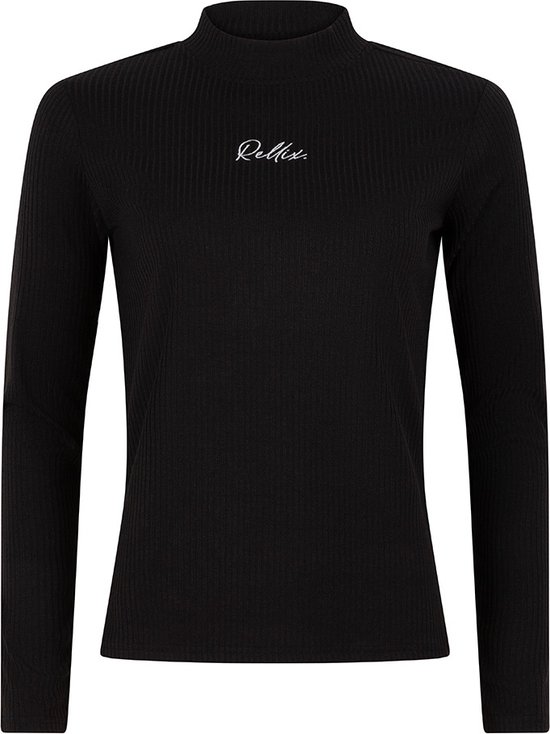 Rellix T-shirt Ls Col Rib Rellix Tops & T-shirts Meisjes - Shirt - Zwart - Maat 164