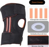 Pro-Care Extra Stevige Kniebrace - 4 spring support - Met Dampkussen - Neopreen - Orthopedisch - Universeel Pijn verlichtend - Zwart Oranje