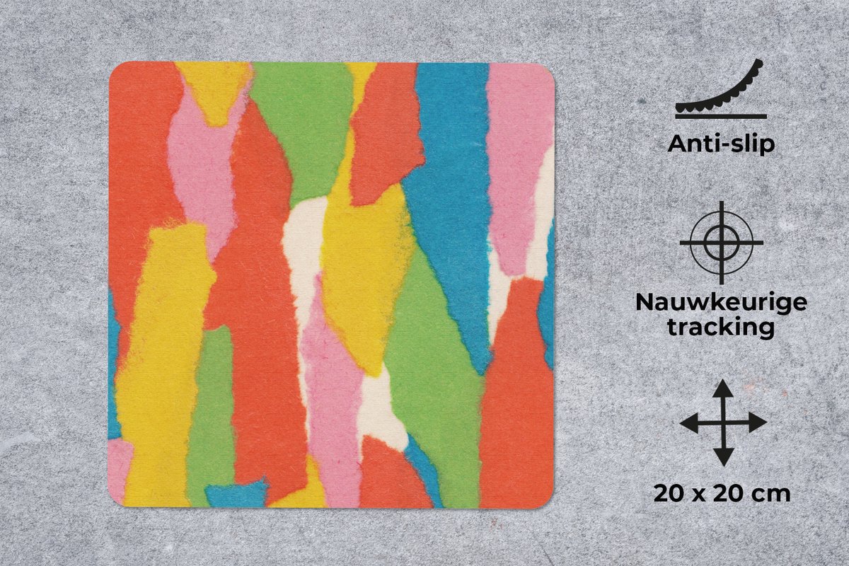 Muismat 20x20 cm - Mousepad Abstract - Vormen - Collage - Retro - Muismatten