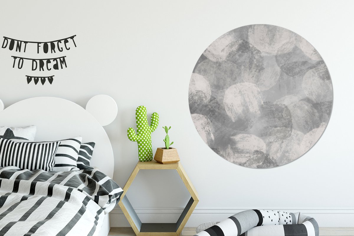 WallCircle - Wandcirkel - Muurcirkel - Abstract - Verf - Grijs - Schilderij - Aluminium - Dibond - 120x120 cm - Binnen en Buiten XXL