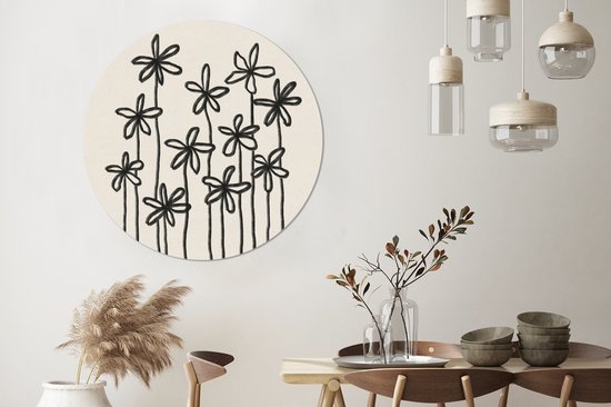 WallCircle - Wandcirkel ⌀ 140 - Bloemen - Planten - Pastel - Abstract - Ronde schilderijen woonkamer - Wandbord rond - Muurdecoratie cirkel - Kamer decoratie binnen - Wanddecoratie muurcirkel - Woonaccessoires