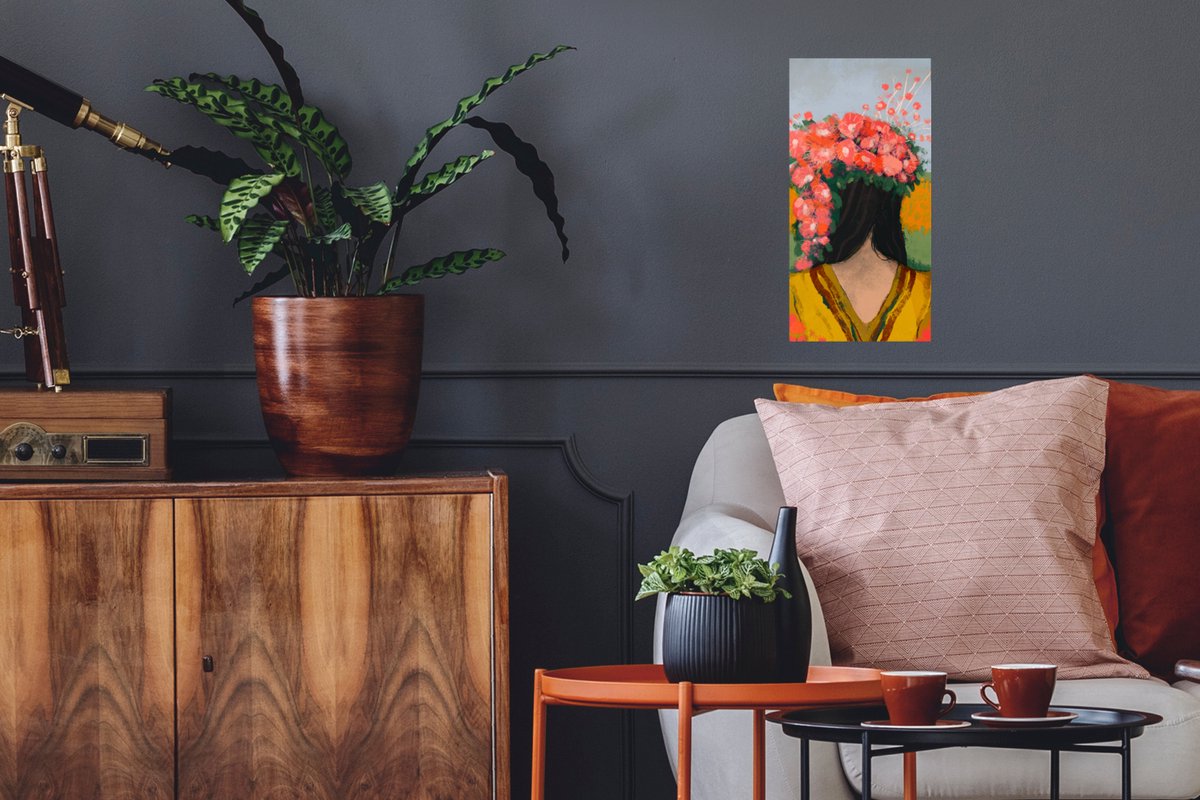 Portret - Bloemen - Vrouw - Rood