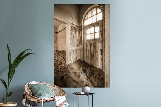 Stickers muraux - Film autocollant - Maison - Sable - Porte - Architecture - 80x120 cm - Film adhésif - Stickers muraux chambre d'enfant - Papier peint autocollant - Papier peint autocollant - Film autocollant