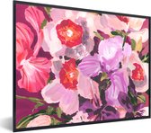 Cadre photo avec affiche - Rose - Orchidée - Fleurs - Couleurs - Botanique - 80x60 cm - Cadre pour affiche