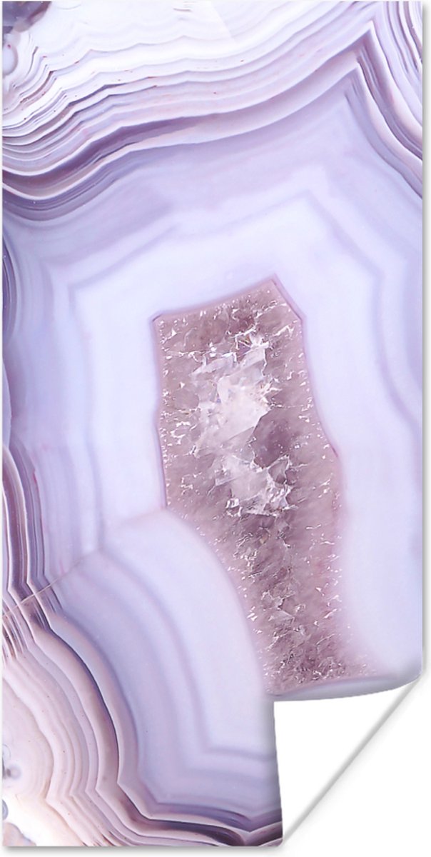 Poster Abstract - Geode - Roze - Edelsteen - 20x40 cm