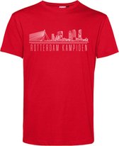 T-shirt Rotterdam Skyline Kampioen | Feyenoord Supporter | Shirt Kampioen | Kampioensshirt | Rood | maat M