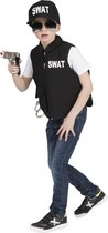 Funny Fashion - Politie & Detective Kostuum - Swat Vest Harold Jongen - zwart - Maat 164 - Carnavalskleding - Verkleedkleding