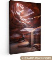 Canvas Schilderij Landschap - Grot - Zand - Natuur - 20x30 cm - Wanddecoratie