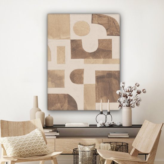 Tableau sur toile abstrait - Puzzle - Formes - Couleurs - 90x120 cm - Décoration murale
