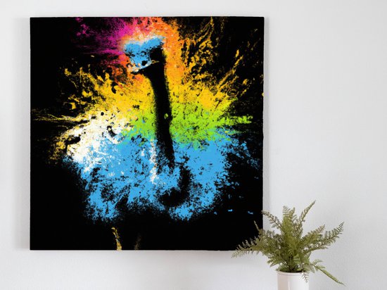 Flaming feathers of ostrich | Flaming Feathers of Ostrich | Kunst - 60x60 centimeter op Canvas | Foto op Canvas - wanddecoratie schilderij