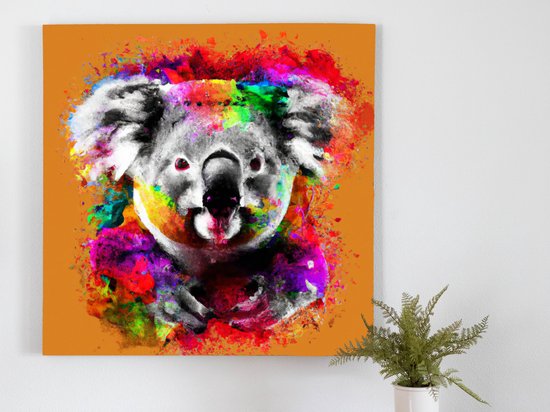 Vibrant Koala Burst kunst - 40x40 centimeter op Canvas | Foto op Canvas - wanddecoratie