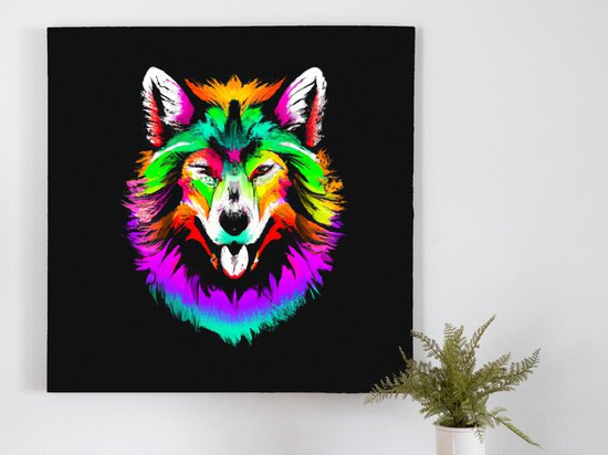 Wink wink wolf | Wink wink wolf | Kunst - 40x40 centimeter op Canvas | Foto op Canvas