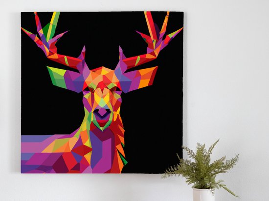 Deer what are you looking at kunst - 100x100 centimeter op Canvas | Foto op Canvas - wanddecoratie