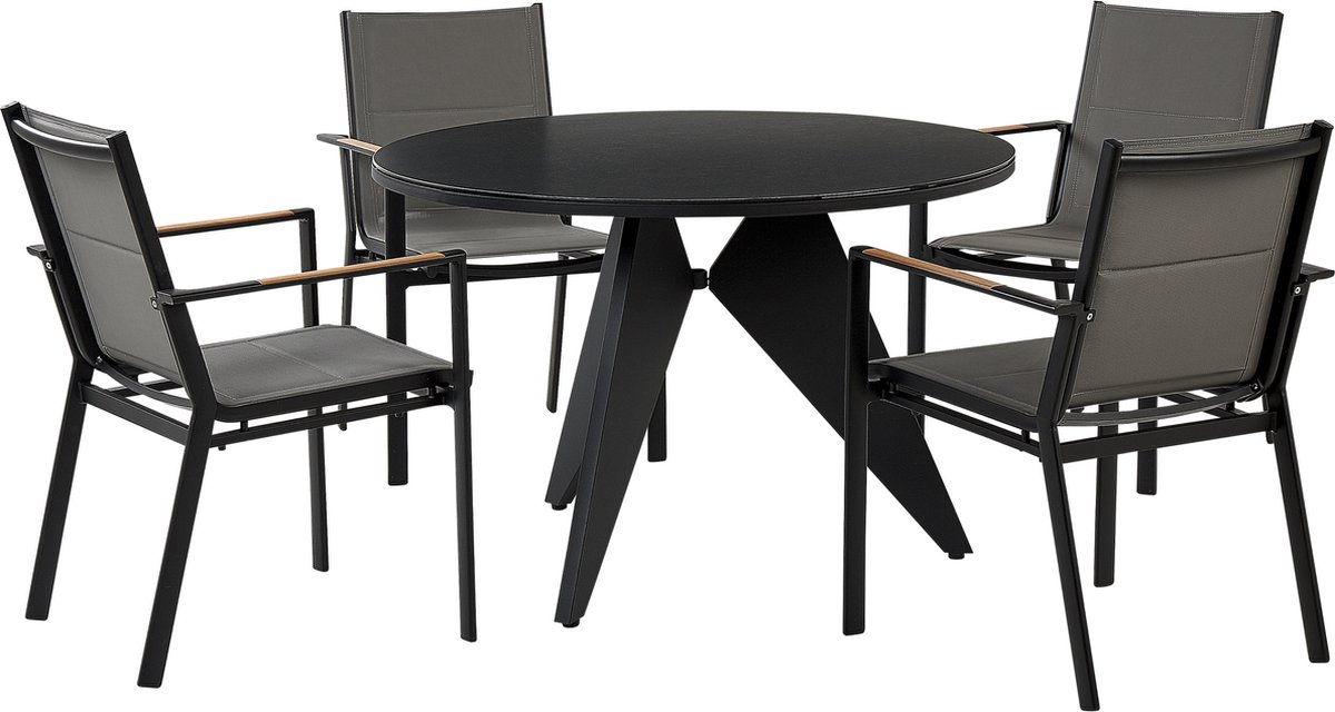 OLMETTO/BUSETTO - Tuinset voor 4 - Zwart - Aluminium