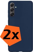 Hoesje Geschikt voor Samsung A34 Hoesje Siliconen Cover Case - Hoes Geschikt voor Samsung Galaxy A34 Hoes Back Case - 2-PACK - Donkerblauw