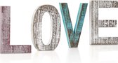 Decoratieve houten letters 'Love' - Grote houten letters voor muur Rustiek decor in blauw, wit en grijs - Rustiek woonkamerdecor - Rustieke interieuraccenten - Boerderijdecor