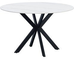 Dimehouse Eettafel Yuna marmerlook wit 120 x 120 x 76 cm - Marmer - Modern - Rond
