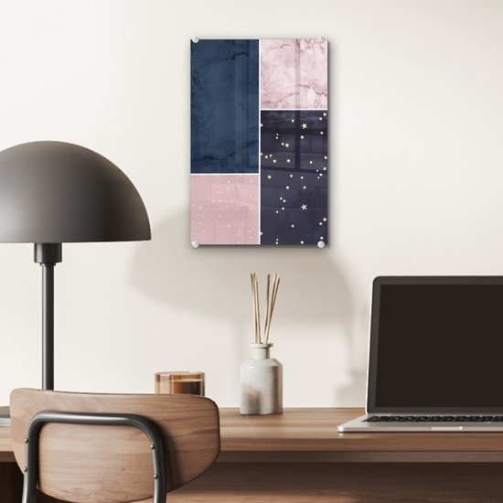 Peinture sur Verre - Marbre - Etoiles - Collage - 20x30 cm - Peintures Plexiglas