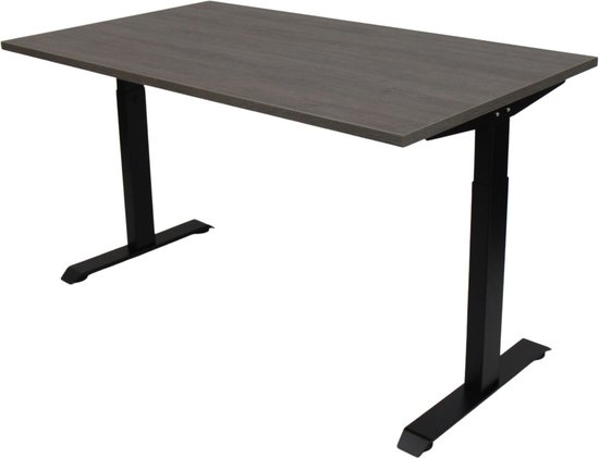 Office Hero® Cosmic - In hoogte verstelbaar bureau zwart frame - Game bureau - Computertafel - Werktafel - 100x80 - Logan eik