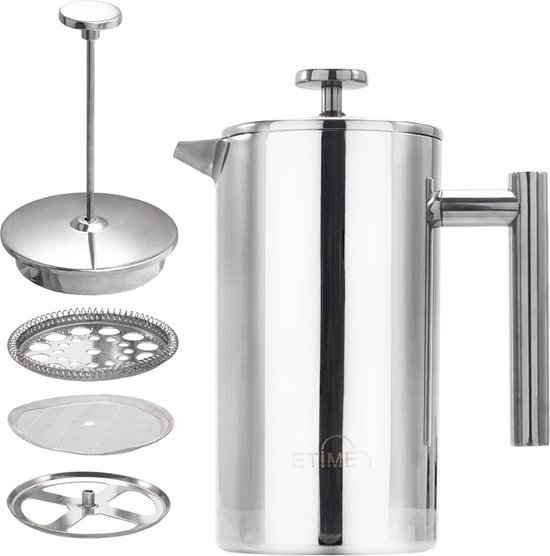 cafetière cafetière théière cafetière inox thermo-isolé grand 1 l argent |  bol.