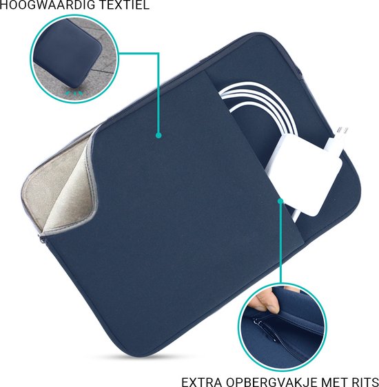 Coverzs Laptophoes 14 inch & 15 6 inch (donkerblauw) - Laptoptas dames / heren geschikt voor o.a. 15 6 inch laptop en 14 Inch laptop - Macbook hoes met ritssluiting - waterafstotende hoes - Coverzs